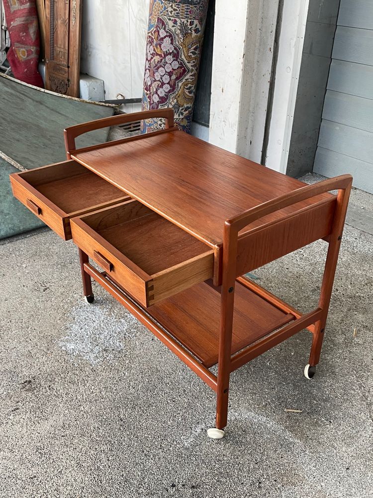 Desserte - Chariot Roulant Scandinave En Teck Circa 1960 Danemark