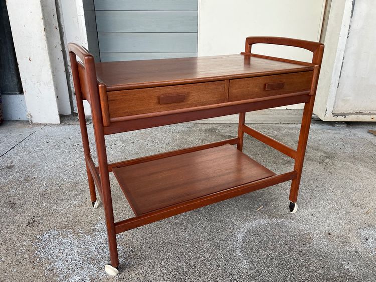 Desserte - Chariot Roulant Scandinave En Teck Circa 1960 Danemark