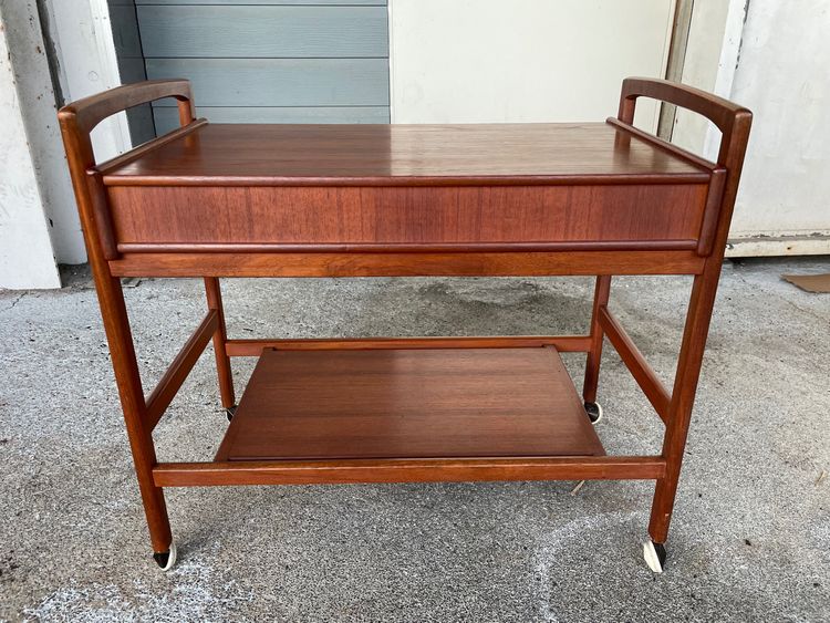 Desserte - Chariot Roulant Scandinave En Teck Circa 1960 Danemark