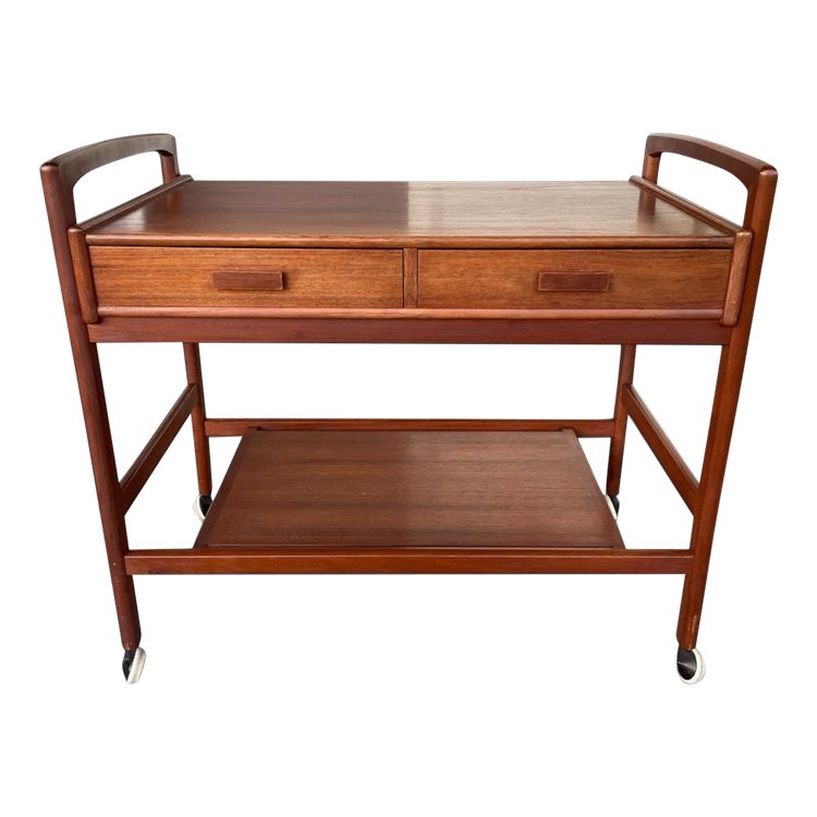 Desserte - Chariot Roulant Scandinave En Teck Circa 1960 Danemark