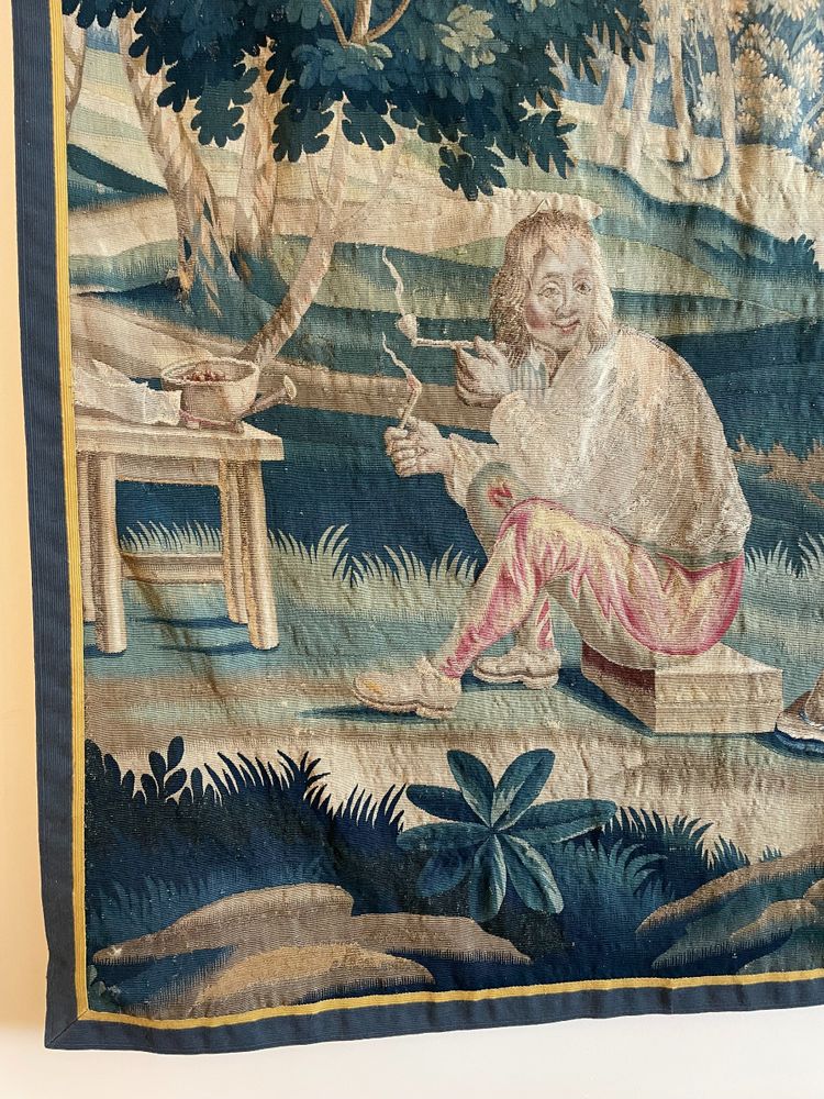 18th Century Lille Tapestry In Wool And Silk After Teniers From The G. Wernier Workshop