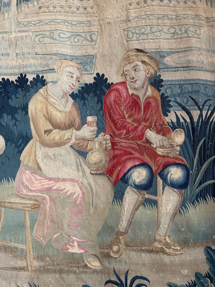 18th Century Lille Tapestry In Wool And Silk After Teniers From The G. Wernier Workshop