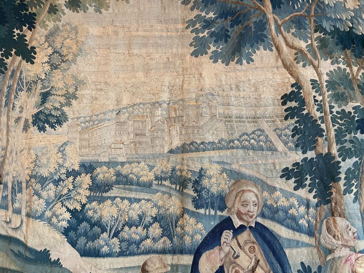 18th Century Lille Tapestry In Wool And Silk After Teniers From The G. Wernier Workshop
