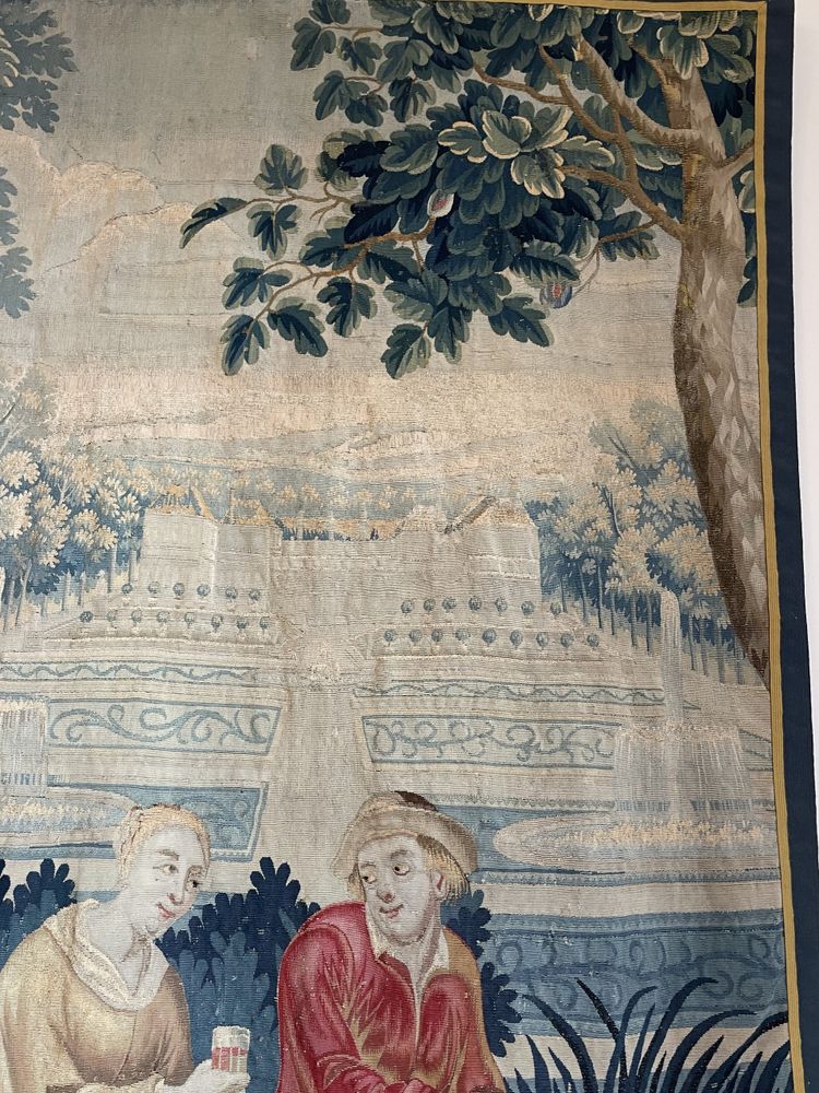 18th Century Lille Tapestry In Wool And Silk After Teniers From The G. Wernier Workshop