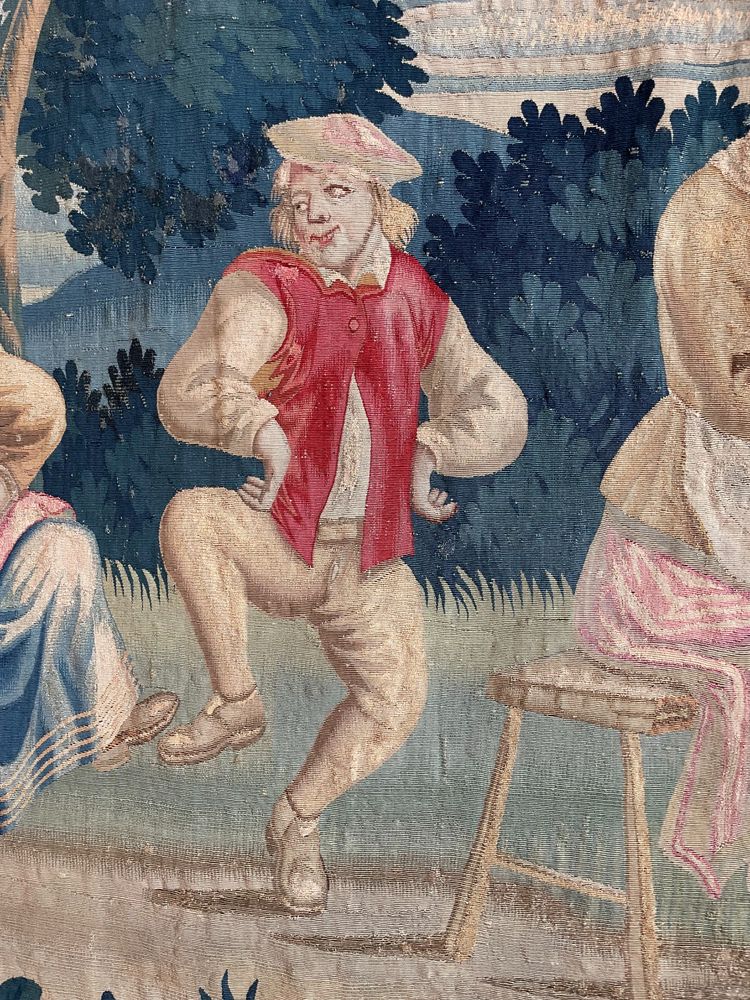 18th Century Lille Tapestry In Wool And Silk After Teniers From The G. Wernier Workshop