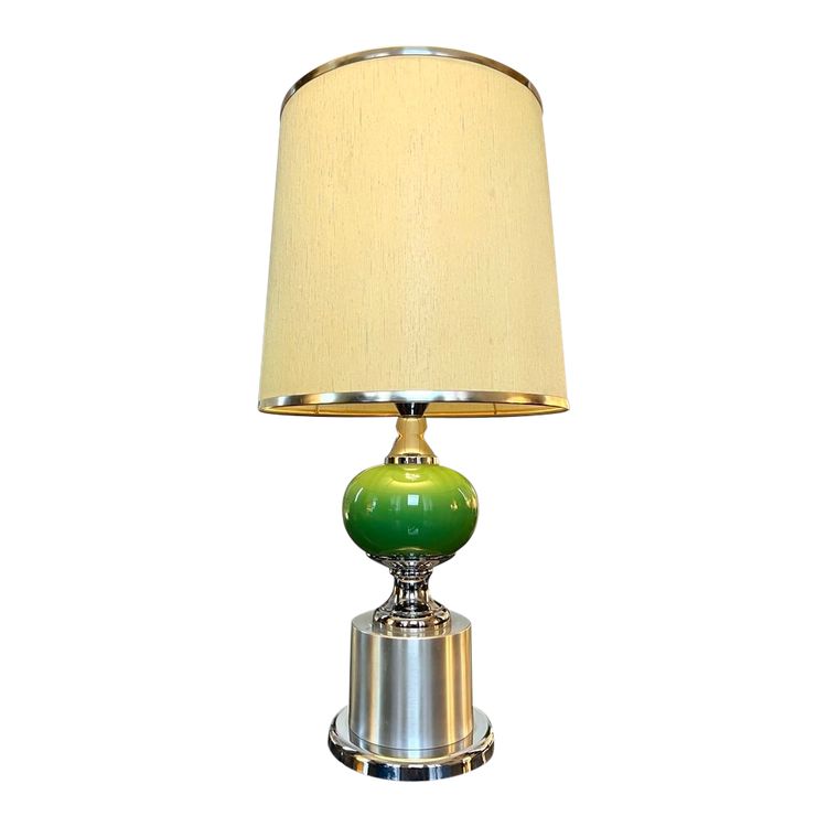 Lampada vintage in metallo stile spaziale con paralume in tessuto