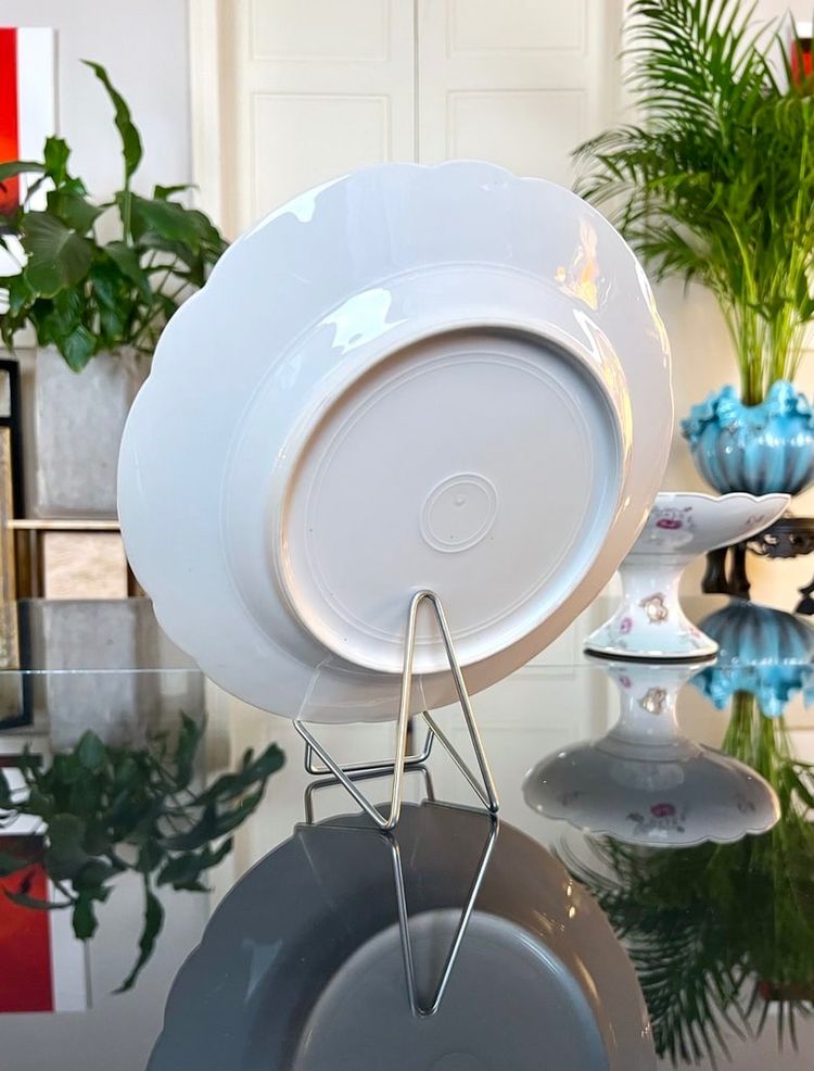 Compotier Et Plat De Service Porcelaine - Décor Monogrammes Fleurs d'œillets