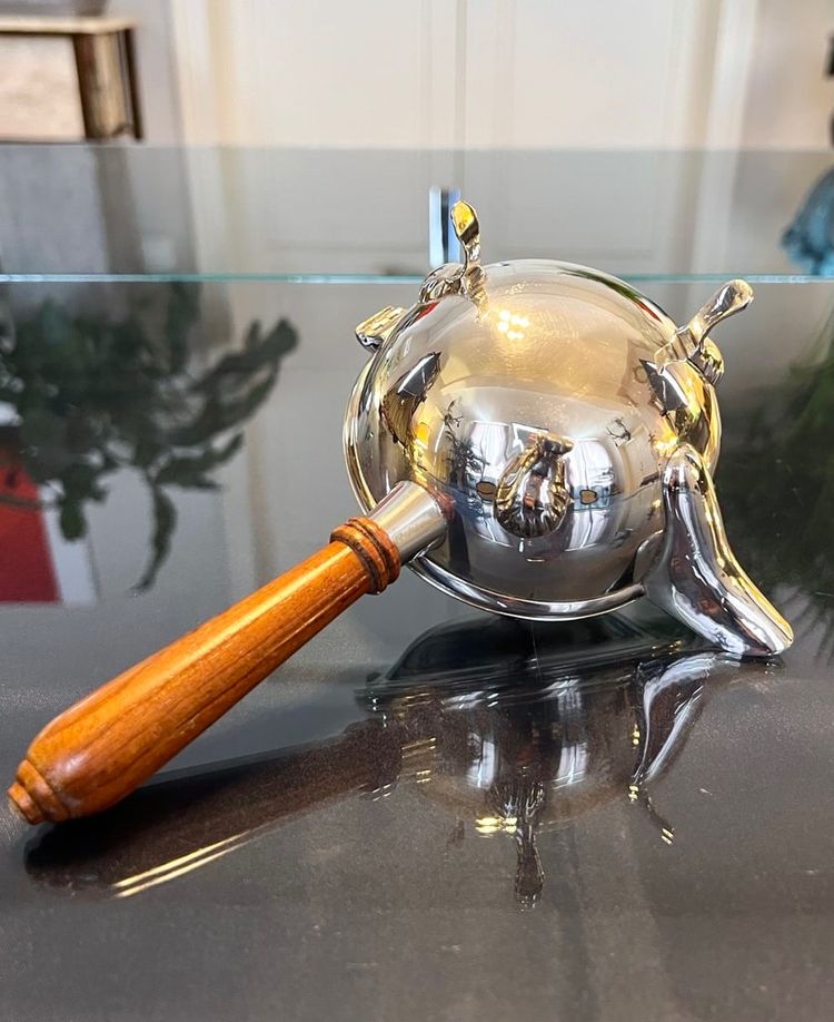 Saucière En Métal Argenté Avec Poignée