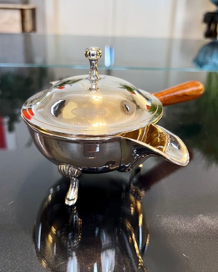Saucière En Métal Argenté Avec Poignée