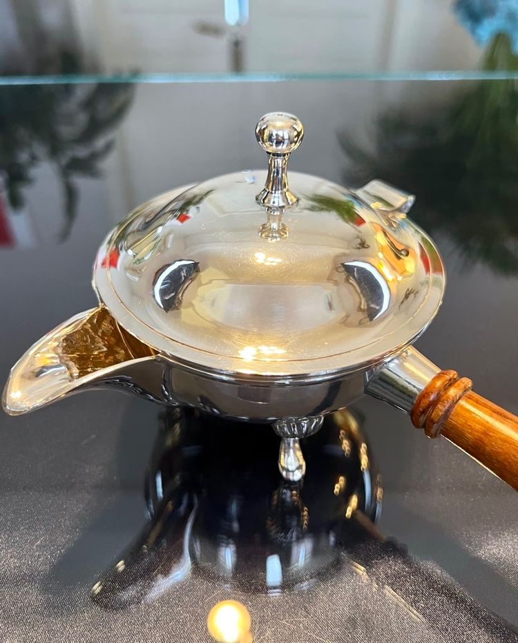 Saucière En Métal Argenté Avec Poignée
