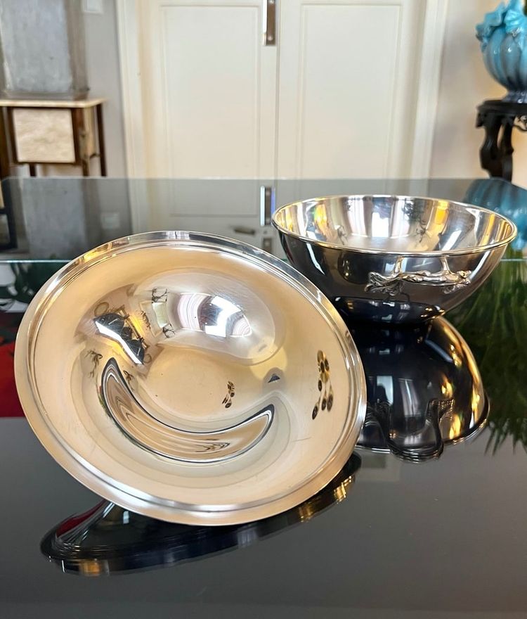 Vintage Silver Metal Covered Vegetable Dish