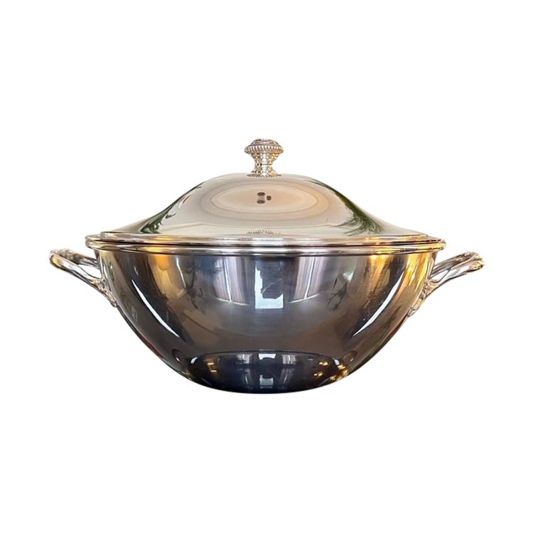 Vintage Silver Metal Covered Vegetable Dish