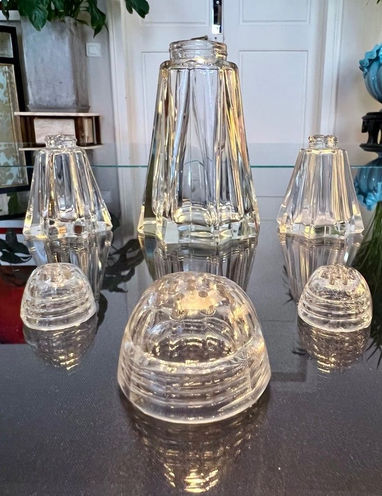 Salz- und Pfefferstreuer aus Glas - Art Deco - Salz und Pfeffer, Zucker