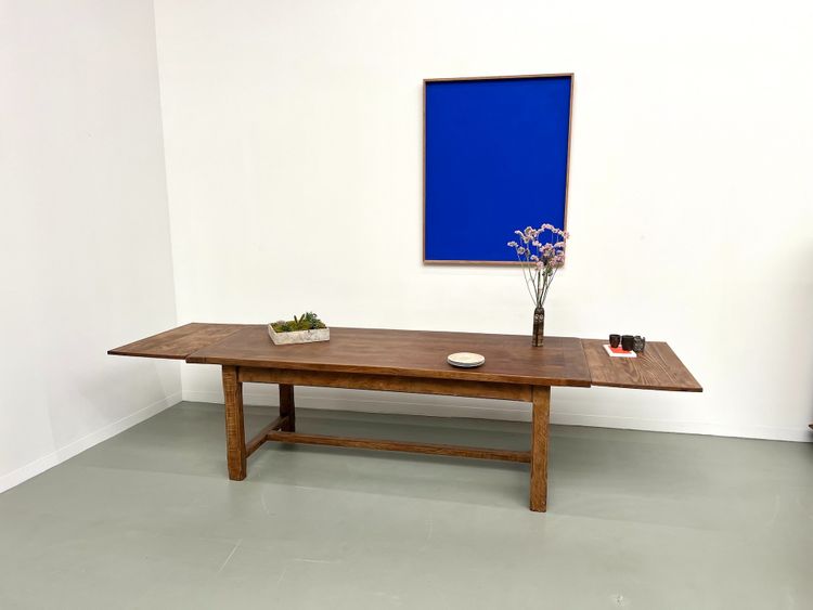 Large oak farm table with extensions