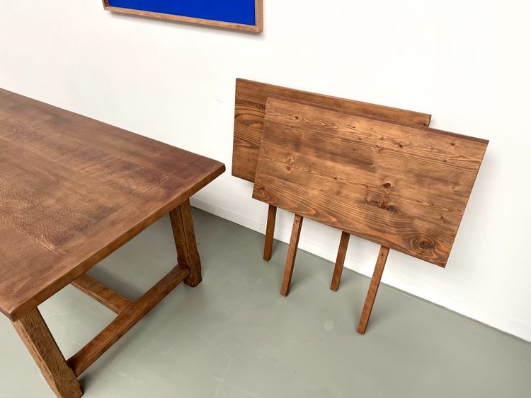 Large oak farm table with extensions