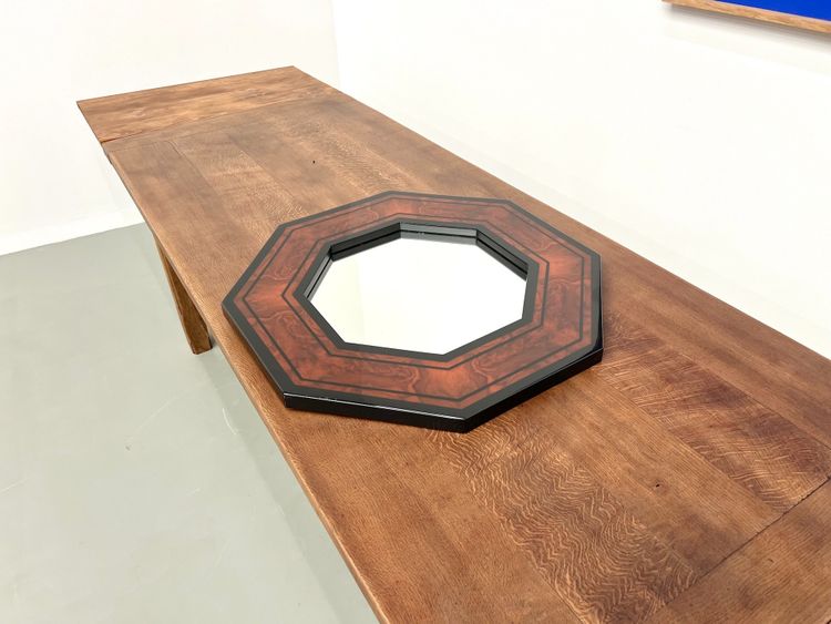 Miroir octogonal en bois par Jean-Claude Mahey