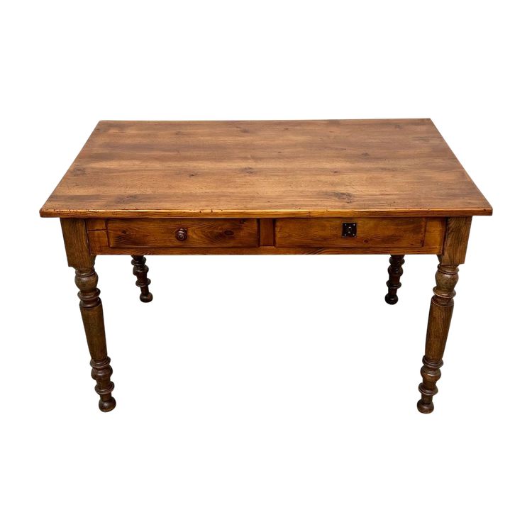 Scrivania in pino con gambe tornite, 1900