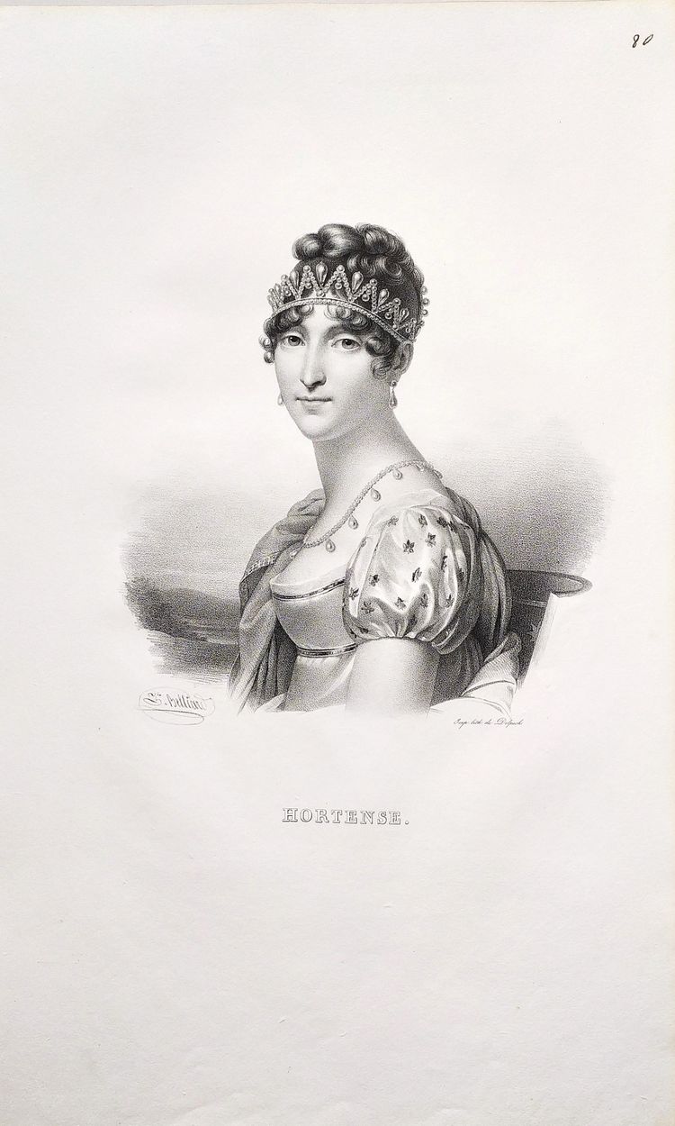 Historical Portrait Hortense Daughter Of Josephine Beauharnais Lithograph By Delpech Old Print
