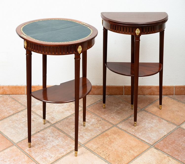 Pair of antique game tables, France, 19th century.