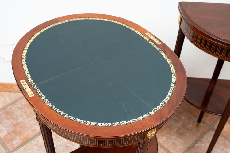 Pair of antique game tables, France, 19th century.