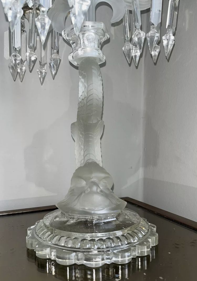 BACCARAT ( attributed to ) Candelabra or large dolphin candelabra with 3 arms of light