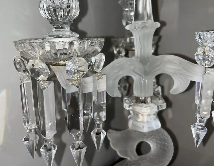 BACCARAT ( attributed to ) Candelabra or large dolphin candelabra with 3 arms of light
