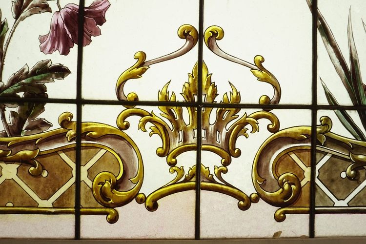 Vitrail - Vitraux - Végétations aux iris, pavot et capucine