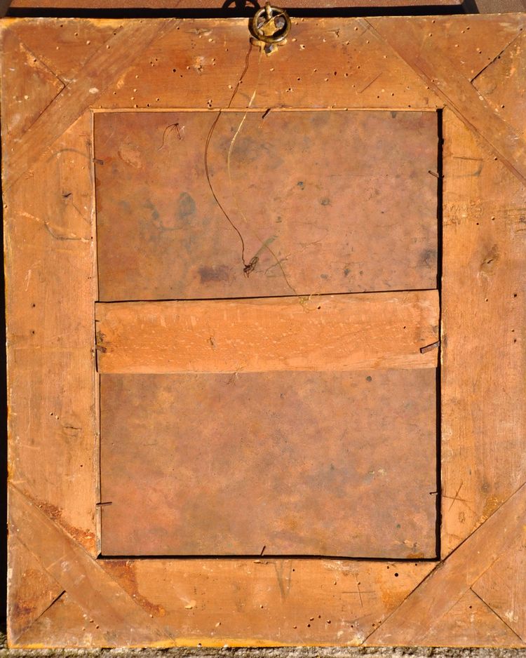 Oil on hammered copper depicting the Assumption of the Virgin Mary 17th century