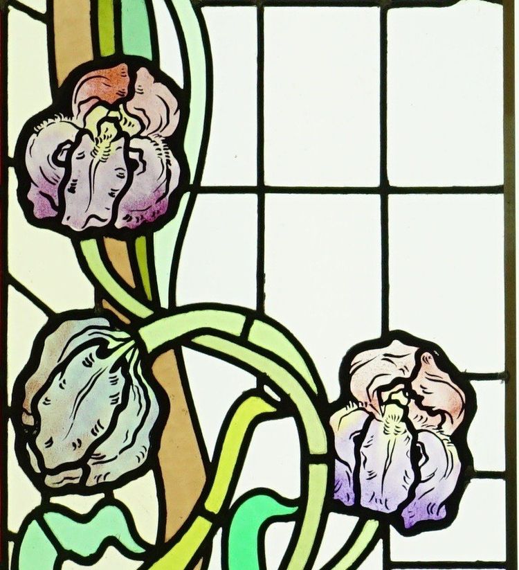 Stained Glass - Stained Glass Windows - Art Nouveau With Irises