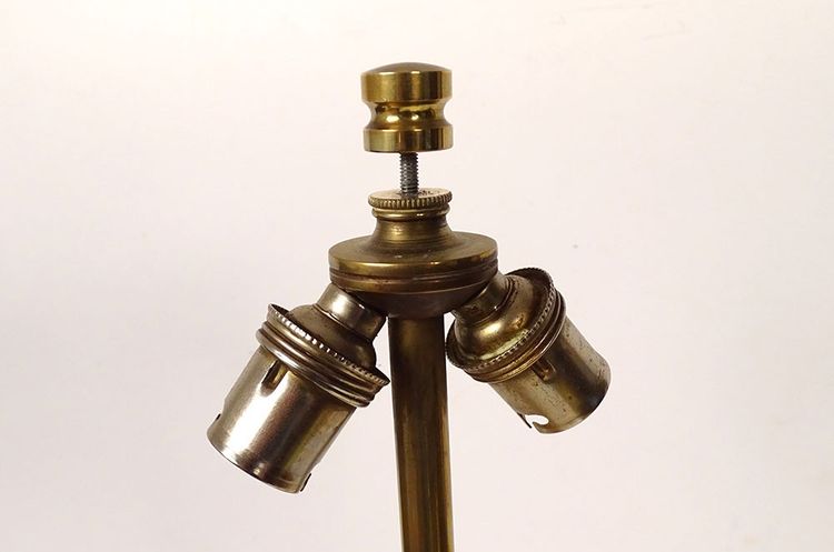 Lampe Maison Charles Bronze Doré Fleur Exotique Shade Design XXè Siècle