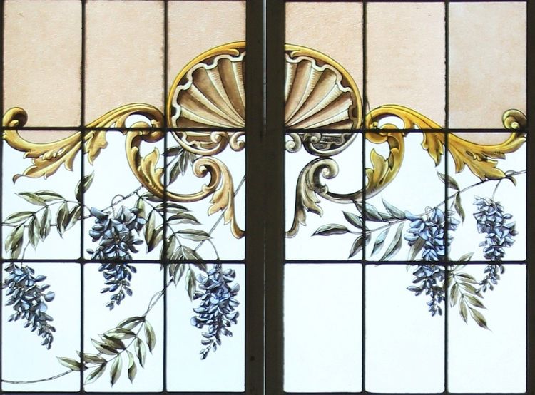 Vetrate - Vetrate - Fiori, uccelli, farfalle in riva all'acqua