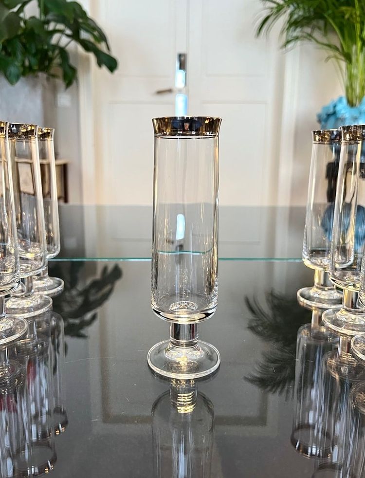 Crystal Champagne Flutes - Vintage 1970s Glassware Set
