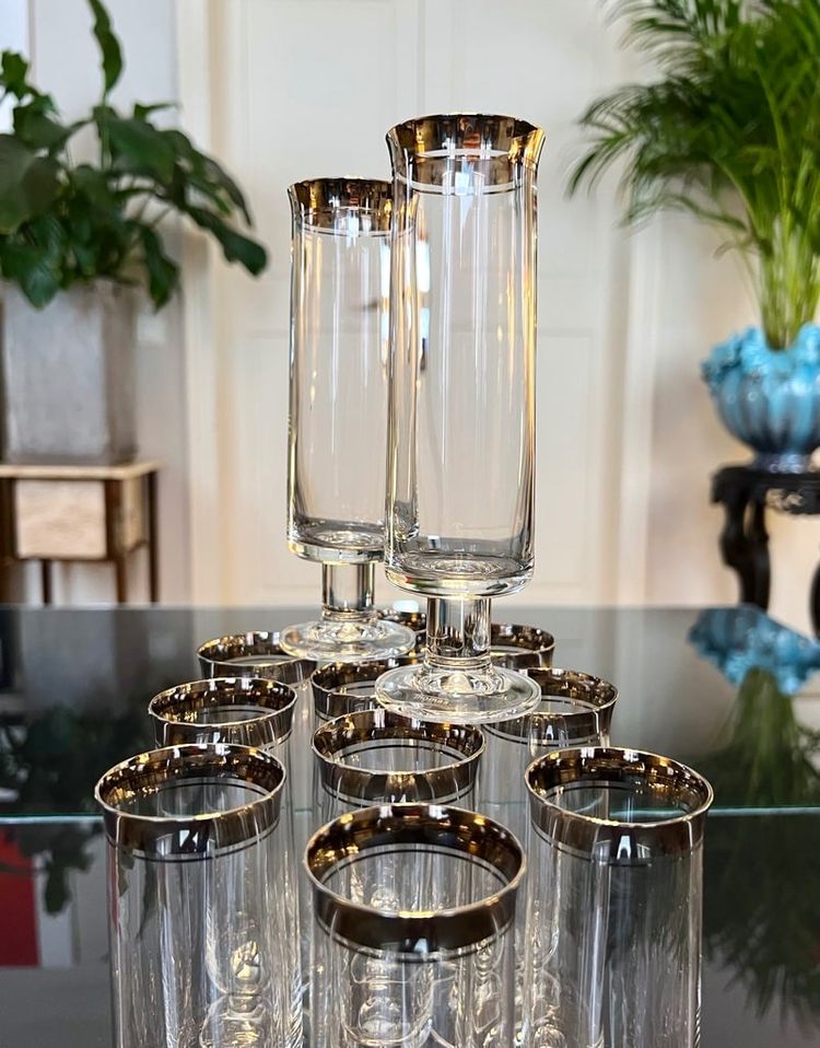 Crystal Champagne Flutes - Vintage 1970s Glassware Set