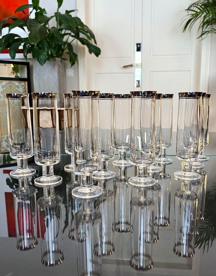 Crystal Champagne Flutes - Vintage 1970s Glassware Set