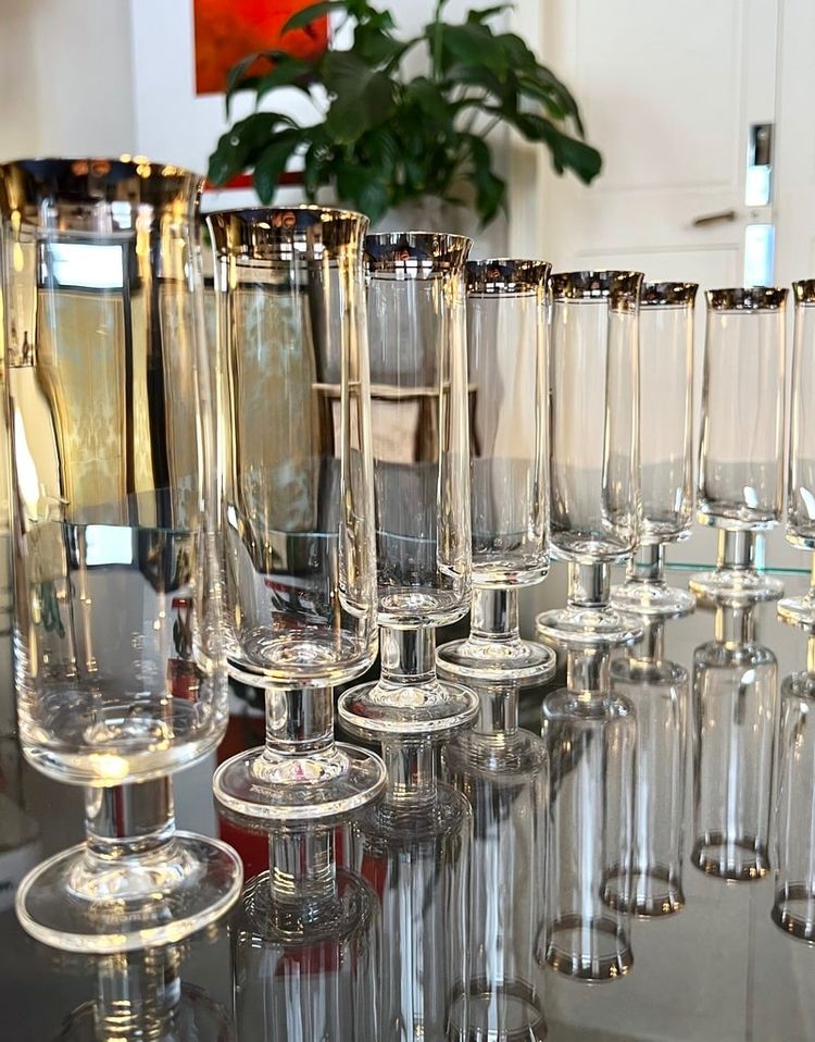 Crystal Champagne Flutes - Vintage 1970s Glassware Set