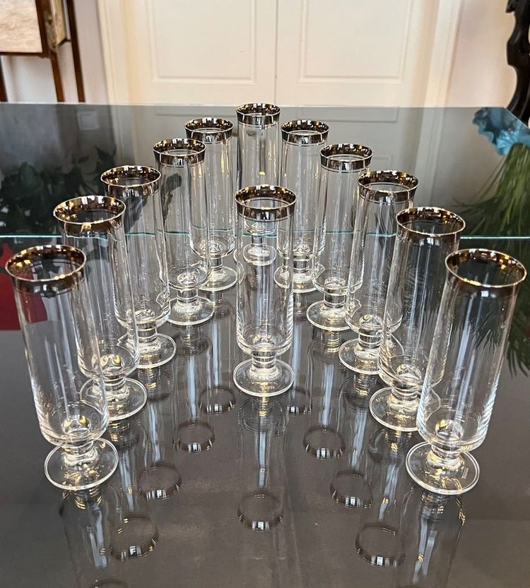 Crystal Champagne Flutes - Vintage 1970s Glassware Set