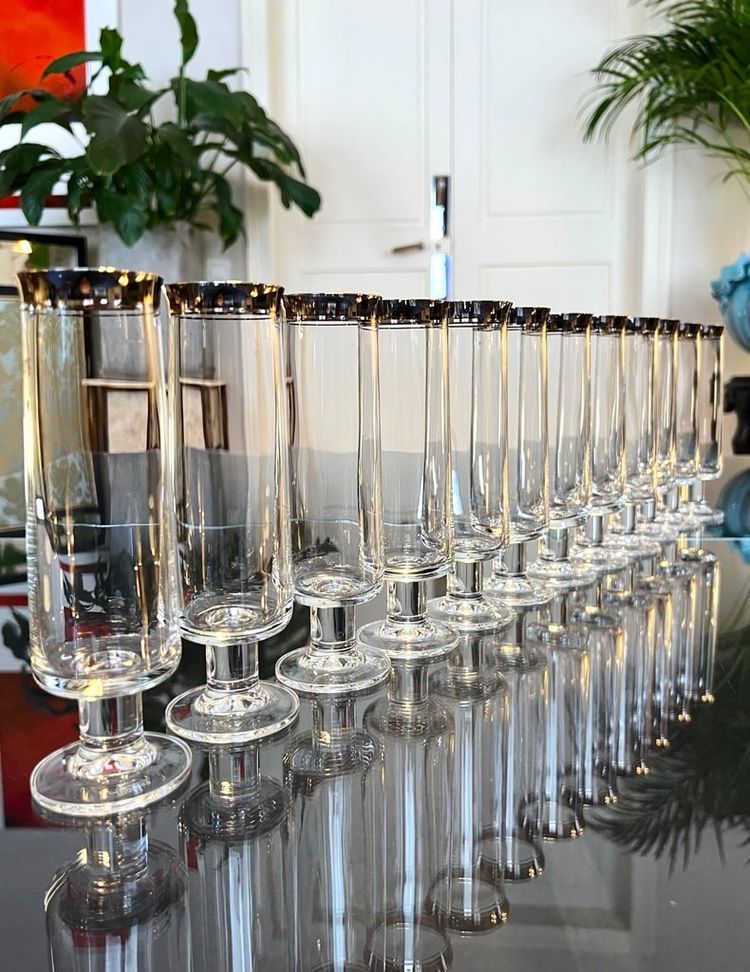 Crystal Champagne Flutes - Vintage 1970s Glassware Set