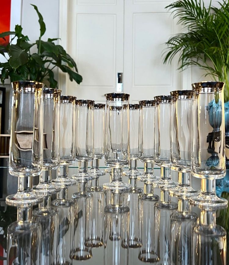 Crystal Champagne Flutes - Vintage 1970s Glassware Set
