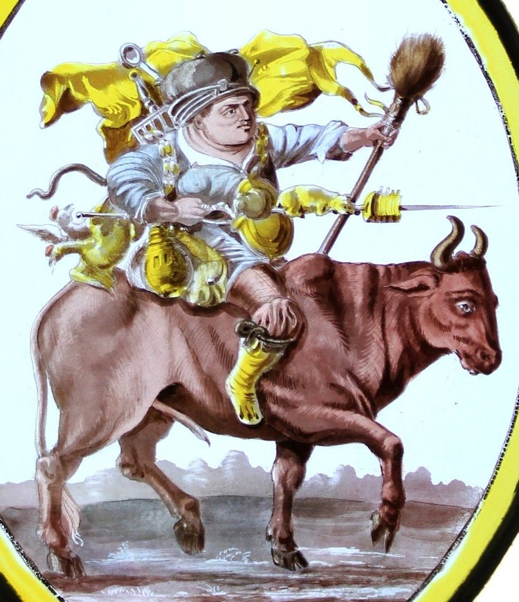 Stained Glass - Stained Glass Windows - Mardi Gras on an Ox or Canteen - Vivandière
