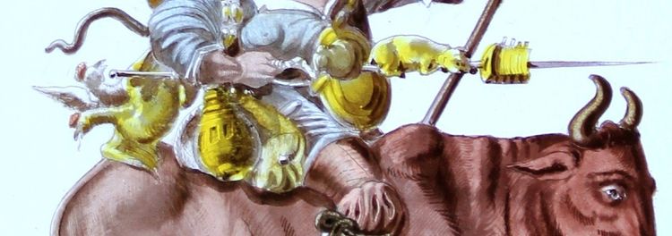 Stained Glass - Stained Glass Windows - Mardi Gras on an Ox or Canteen - Vivandière