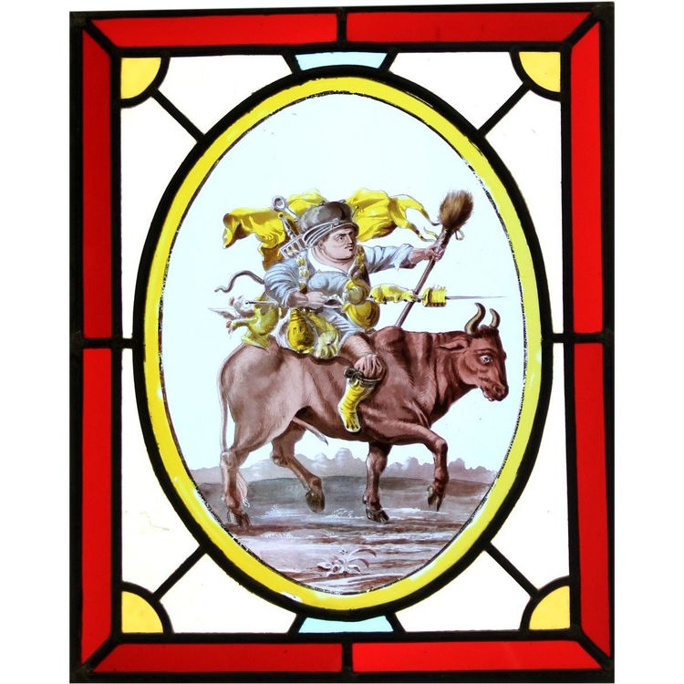 Stained Glass - Stained Glass Windows - Mardi Gras on an Ox or Canteen - Vivandière