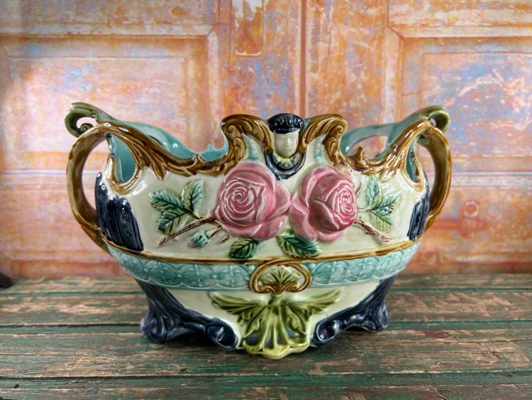 Pair of Barbotine Planters - Faïencerie d'Onnaing - Late 19th century
