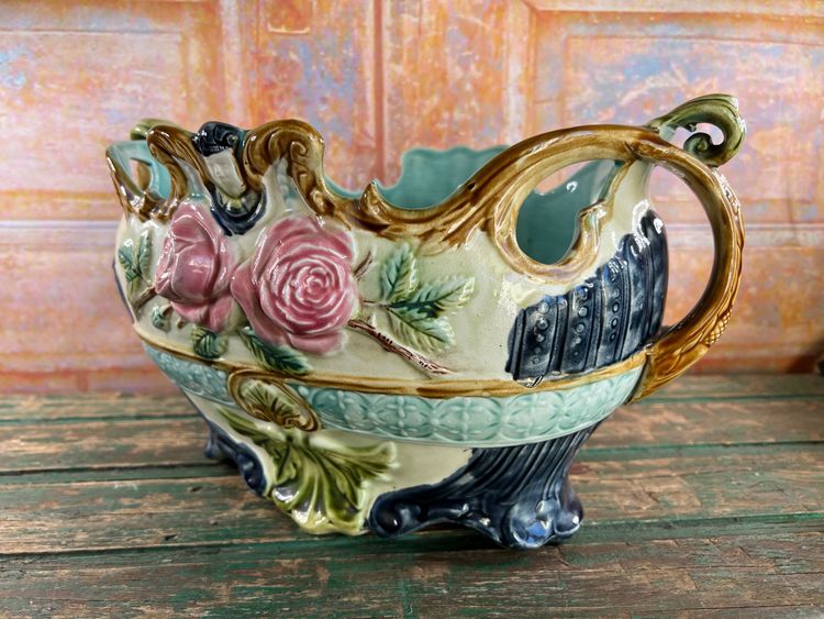 Pair of Barbotine Planters - Faïencerie d'Onnaing - Late 19th century