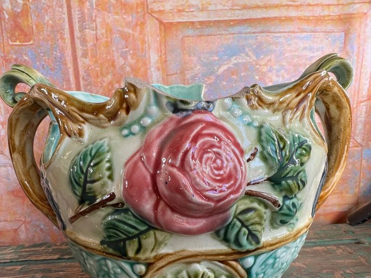 Pair of Barbotine Planters - Faïencerie d'Onnaing - Late 19th century