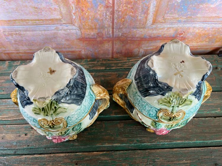 Pair of Barbotine Planters - Faïencerie d'Onnaing - Late 19th century