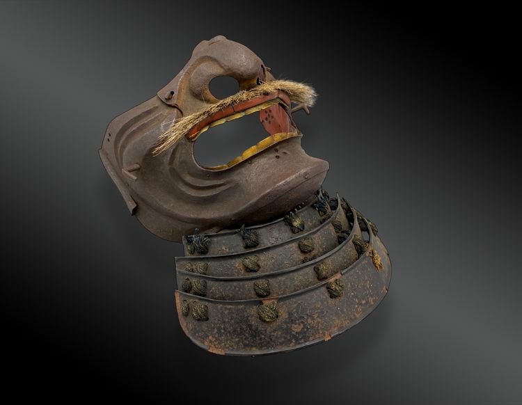 KABUTO war helmet set with mempo and maedate Japan - Edo period (1603-1868)