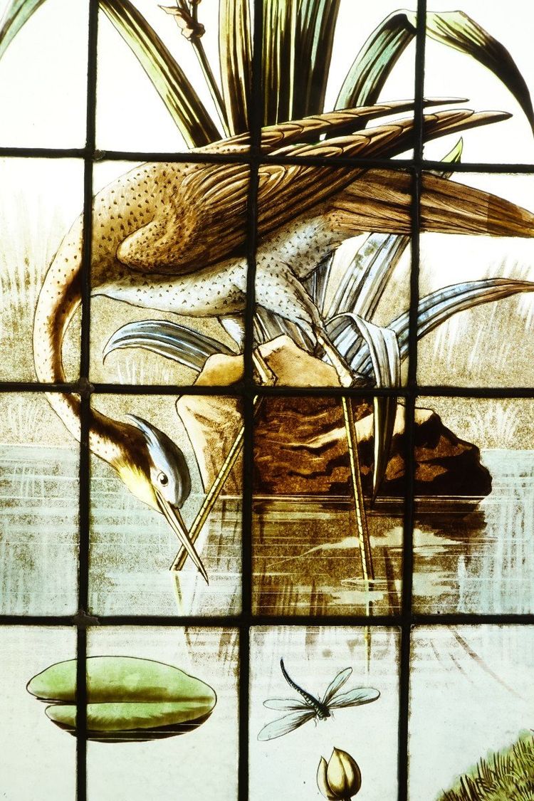 Vitrail - Vitraux - Hérons, Mésanges et Libellules