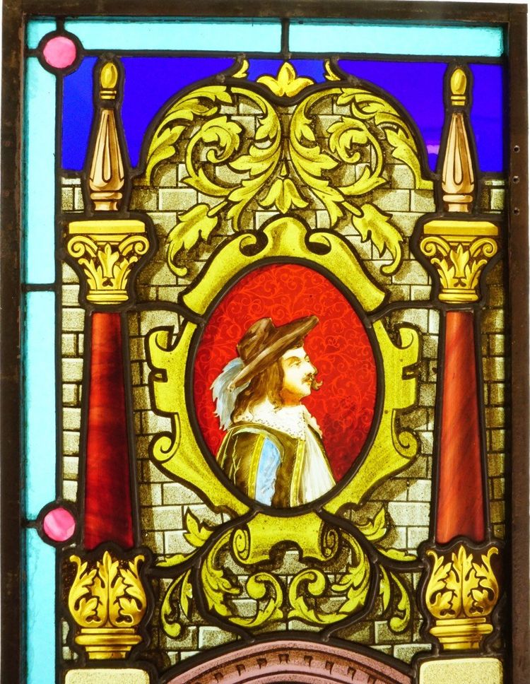 Stained glass - Stained glass windows - Couple in the spirit of the 17th century