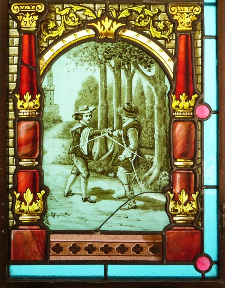 Stained glass - Stained glass windows - Couple in the spirit of the 17th century