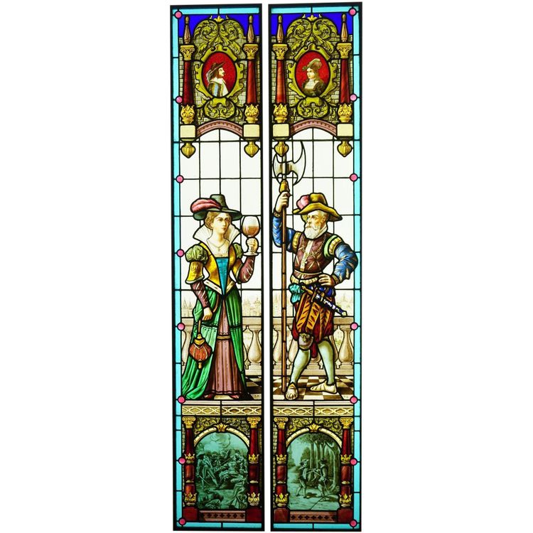 Stained glass - Stained glass windows - Couple in the spirit of the 17th century